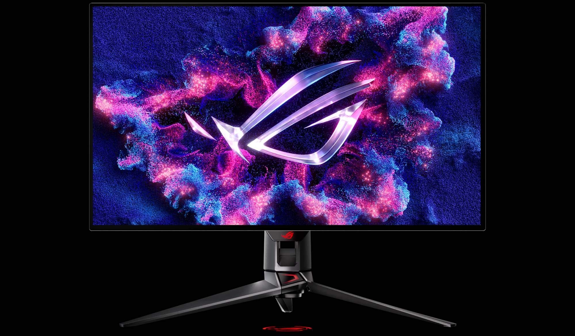 A front view of the ROG Swift OLED PG32UCDP gaming monitor